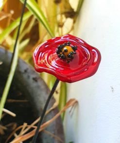 Pic plantes coquelicot – Coquelicot en verre de Murano – Pic à planter – Déco nature