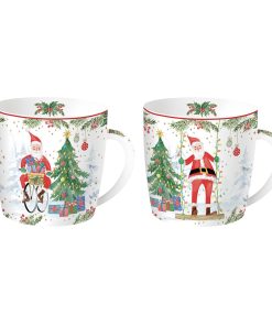 Coffret De 2 Mugs Assortis En Porcelaine Collection Joyful Santa 35 CL