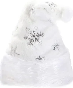 Alternative view of Bonnet de Noël blanc pour adultes et enfants