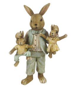 Figurine Décorative Lapins En Résine Papa S&rsquo;occupe Des Enfants H19 CM