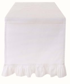 Alternative view of Chemin De Table Blanc En Coton Et Lin 40×140 CM + Volant 8 CM