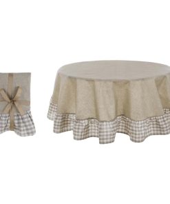 Alternative view of Nappe Ronde En Coton enduit Beige Ø 140 CM + Volant 13 CM