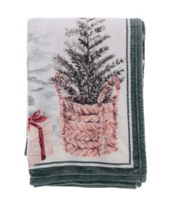Plaid En Polaire Blanc et Vert 160×220 CM Collection Winter Wonderland