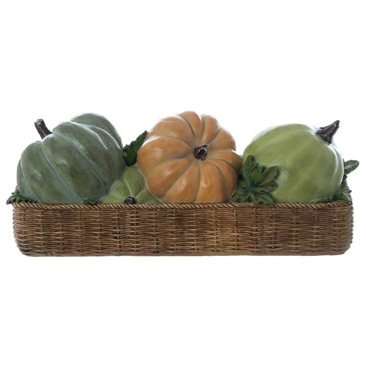 Décoration Panier De Citrouilles En Résine à Poser 38x14x14 CM