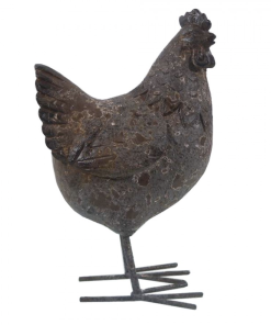 Déco Poule Grise En Fer 13x9xH20 CM