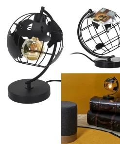 LAMPE A POSER METAL NOIR GLOBE