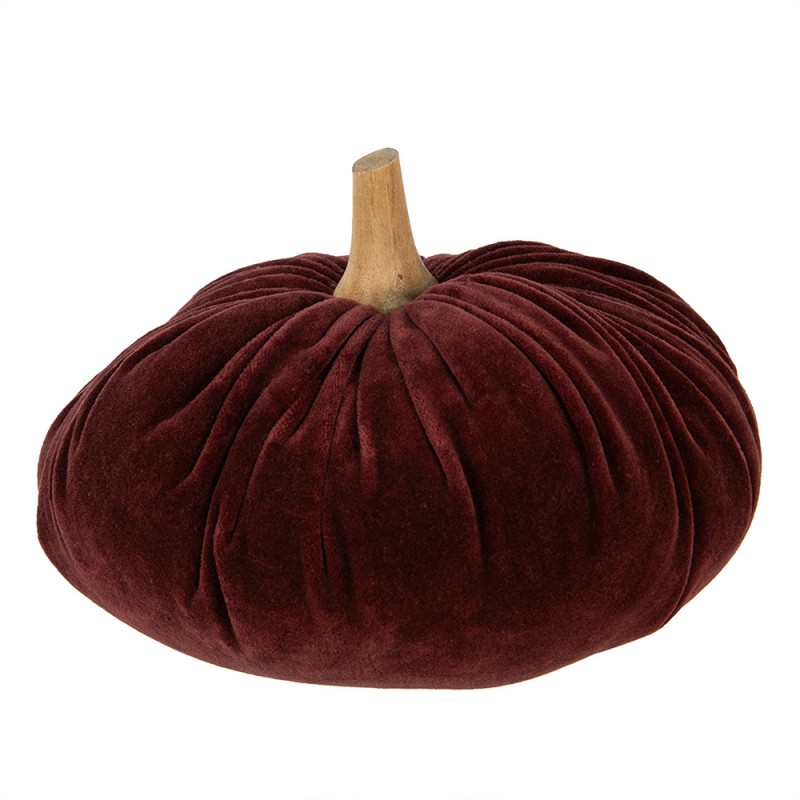 Citrouille en tissu avec tige en bois de couleur bordeaux, 25 x 22 CM