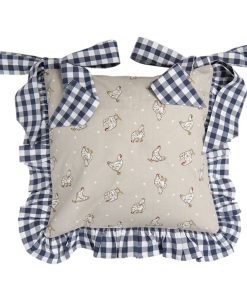 Housse De Galette De Chaise 40×40 CM Collection Petite Poule Bleu