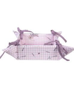 Alternative view of Panier à Pain En Coton Couleur Lavande Imprimé Vichy 35×35 CM