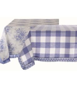 Alternative view of Nappe Vichy Ou Toile De Jouy Bleu Et Blanc En Coton 150×240 CM Blanc Mariclo