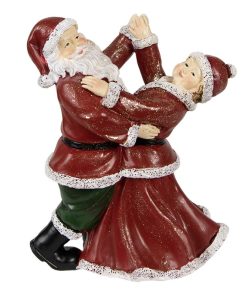 Figurine Décorative La Danse De Père Et Mère Noël En Résine 12x8x15 CM