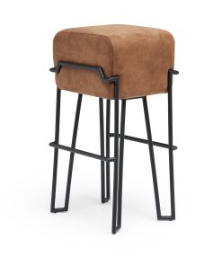 Tabouret haut en cuir Bokk bar au design graphique par Ka-Lai Chan X Puik Art