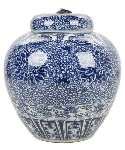 Pot en céramique bleu et blanc